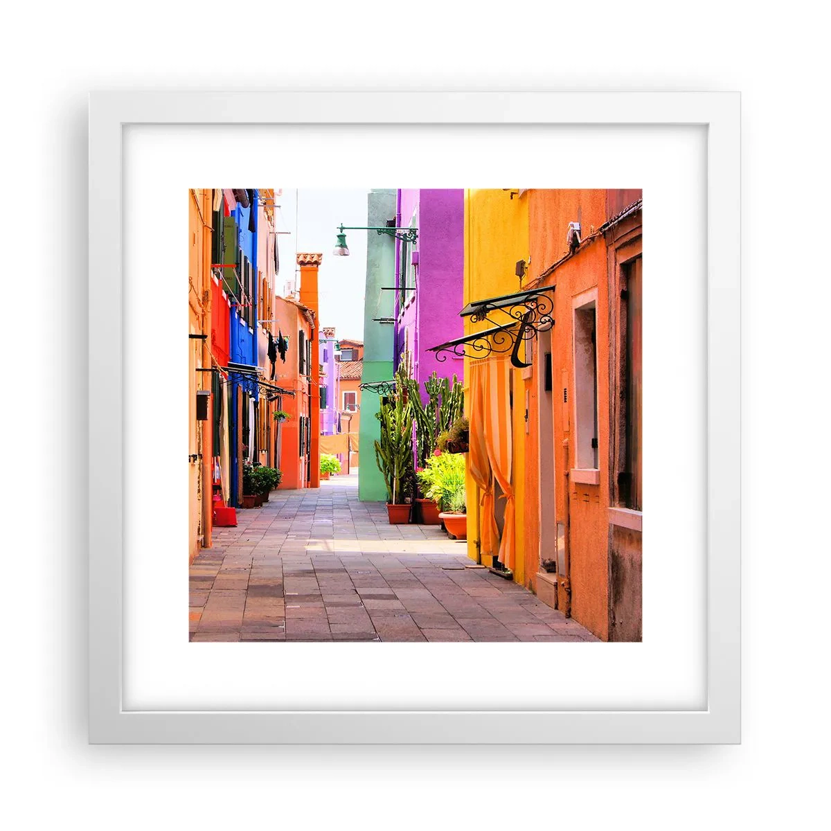 Poster in white frmae - Rainbow Alley - 30x30 cm