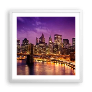 Poster in white frmae - Violet and Gold Manhattan - 50x50 cm