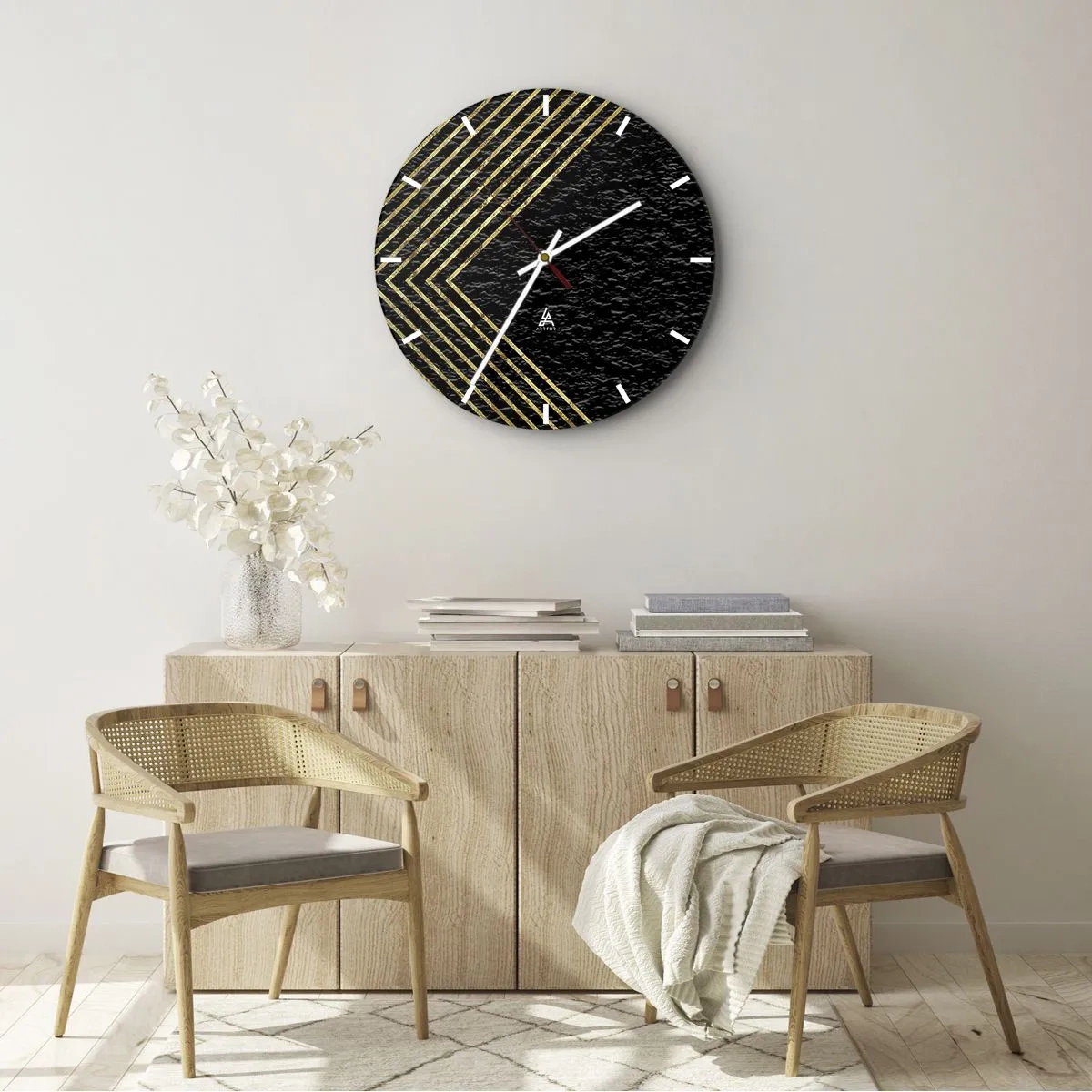 Wall clock - Clock on glass - Geometry Glamour Style - 40x40 cm
