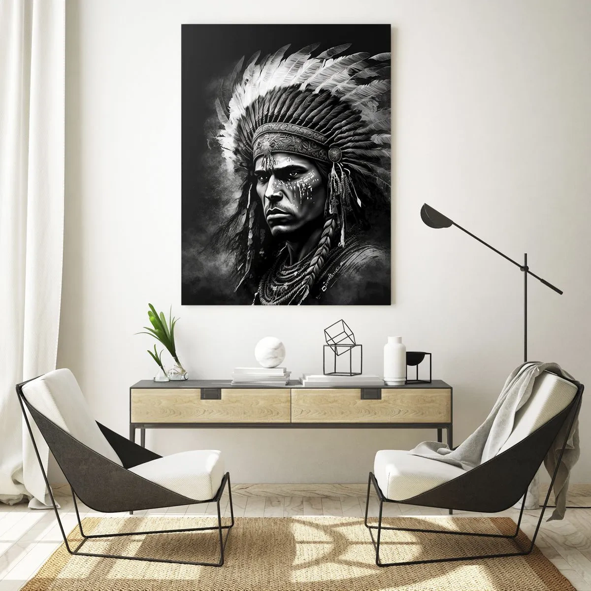 Glass picture - Chief and Warrior - 50x70 cm