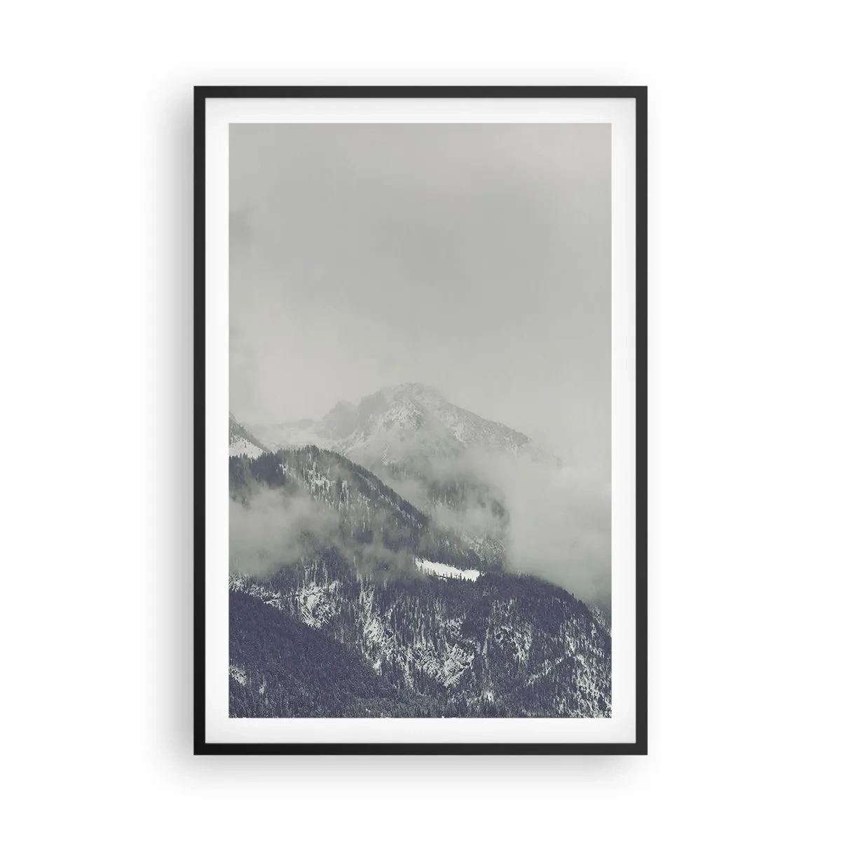 Poster in black frame - Foggy valley - 61x91 cm