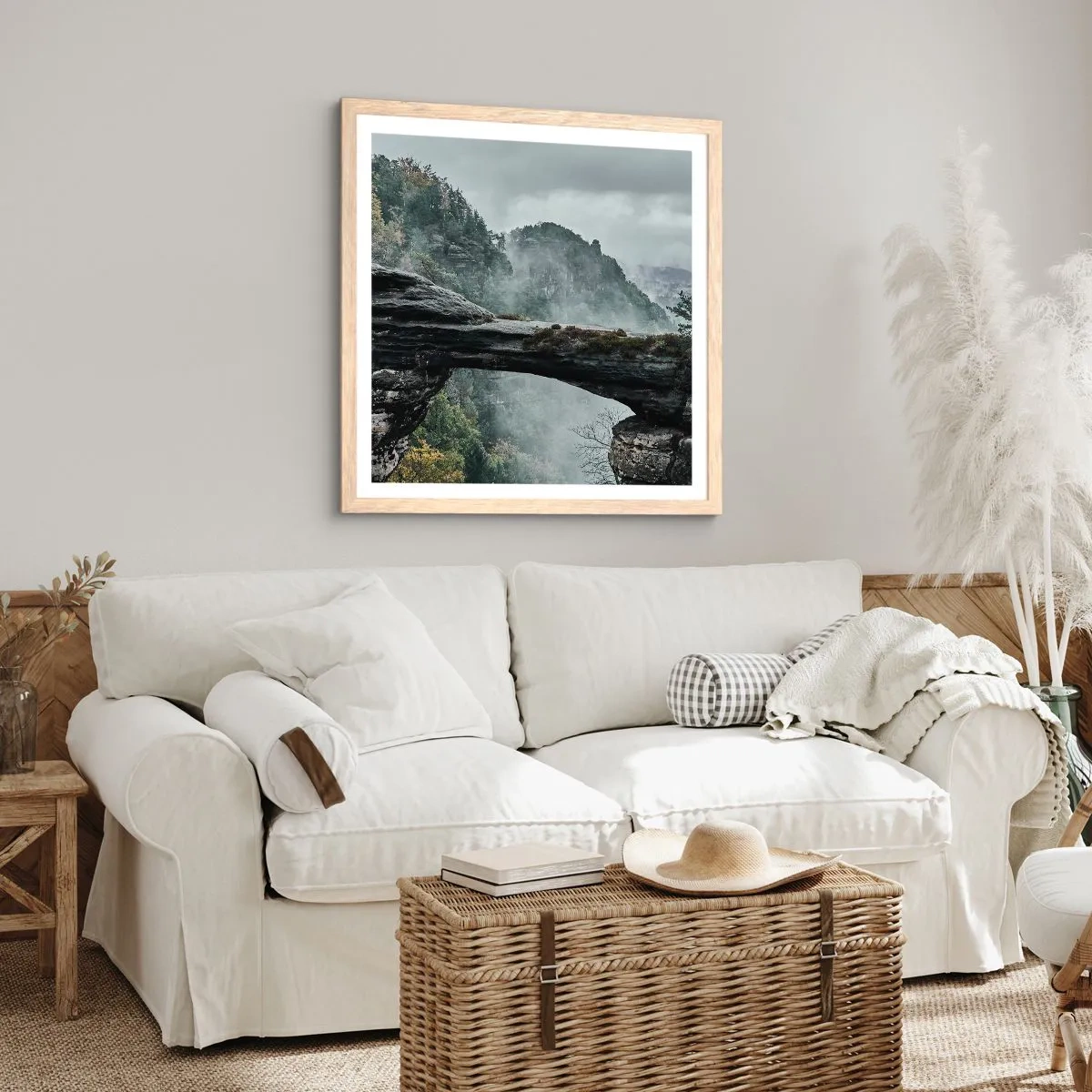 Poster in light oak frame - Adventure Is About to Start - 50x50 cm