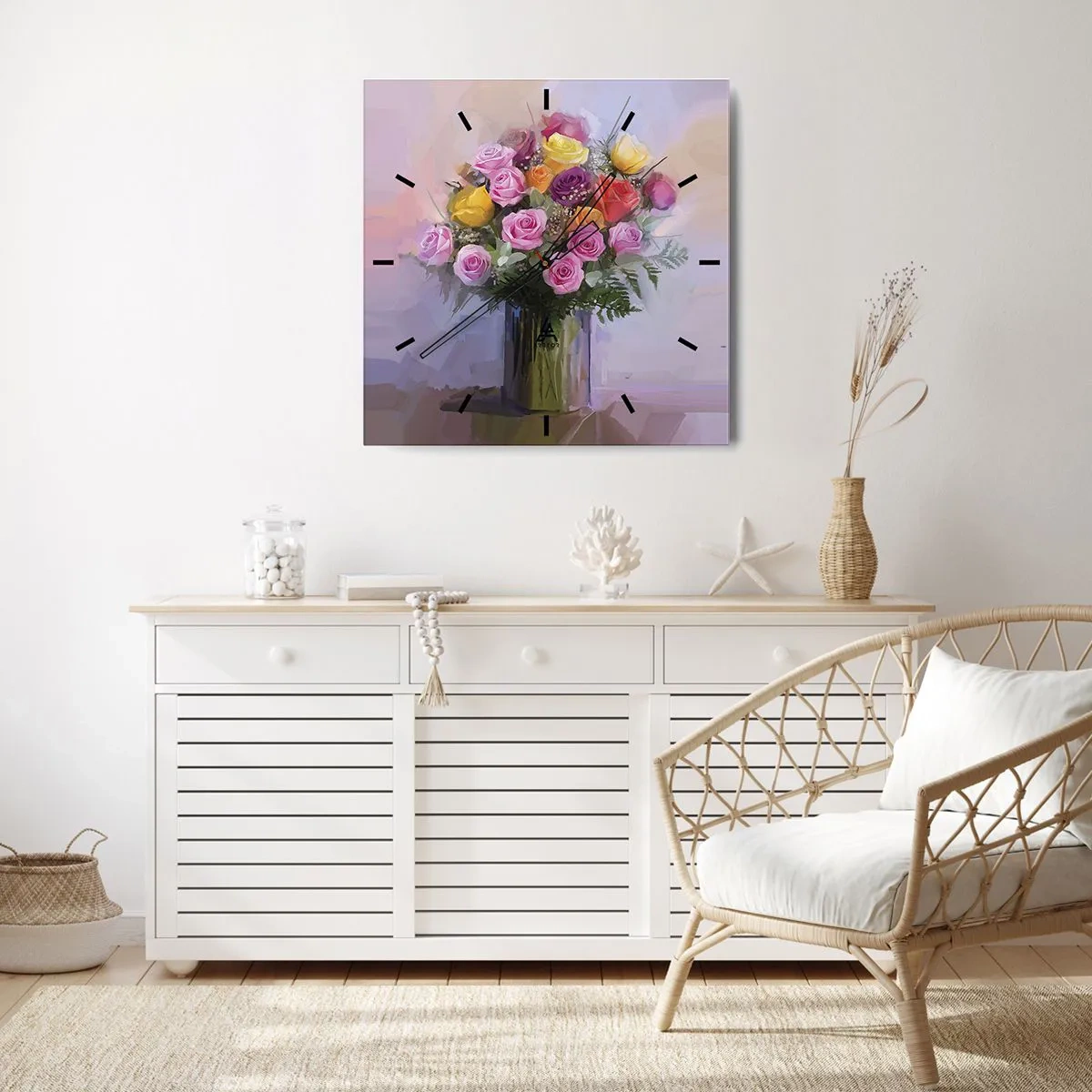 Wall clock - Clock on glass - Retained Beauty - 40x40 cm