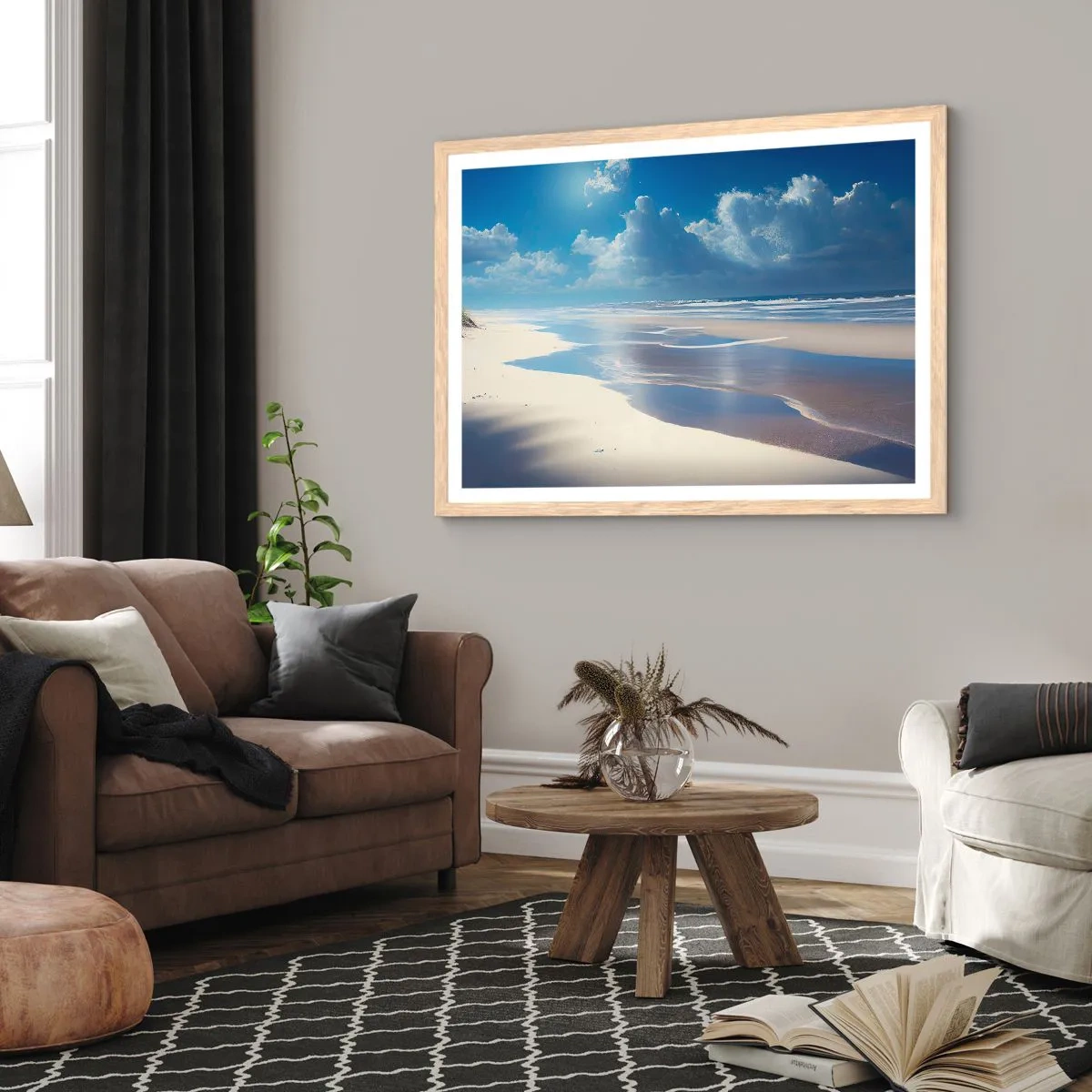 Poster in light oak frame - Paradise Holiday - 91x61 cm