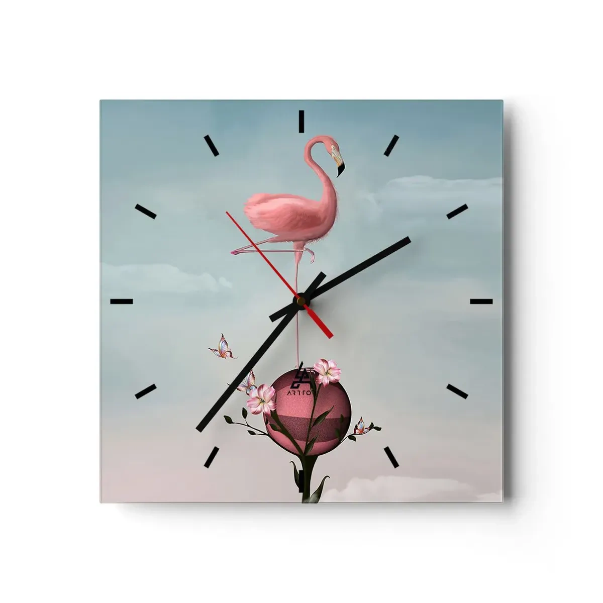 Wall clock - Clock on glass - Allegory of a Basketball - 40x40 cm
