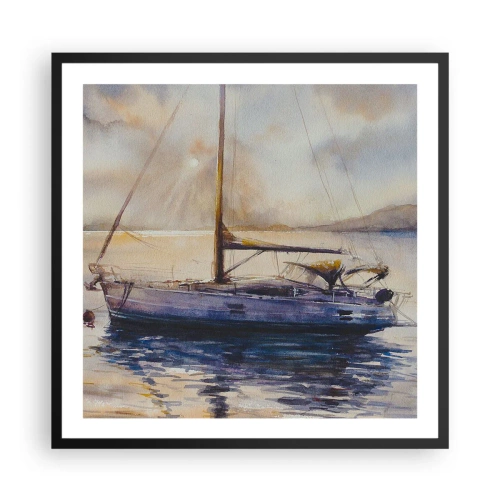 Poster in black frame - Evening in Harbour - 60x60 cm