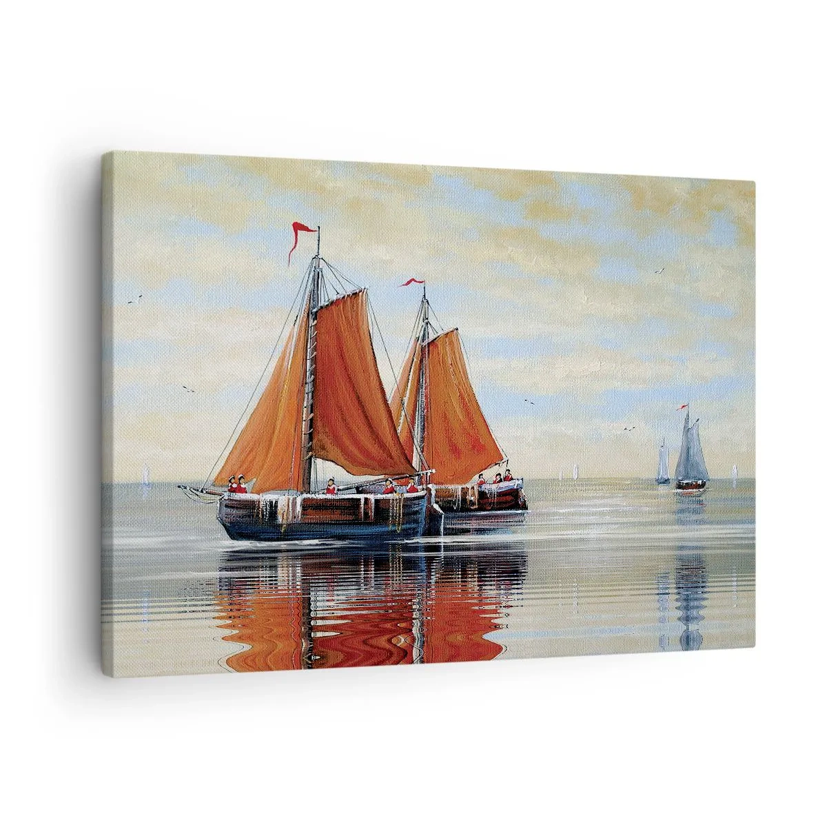 Canvas picture - Two-masted sailboats in calm water - 70x50cm - Ahoy, Sailor, Sail… - Modern wall decoration for the living room and bedroom ARTTOR