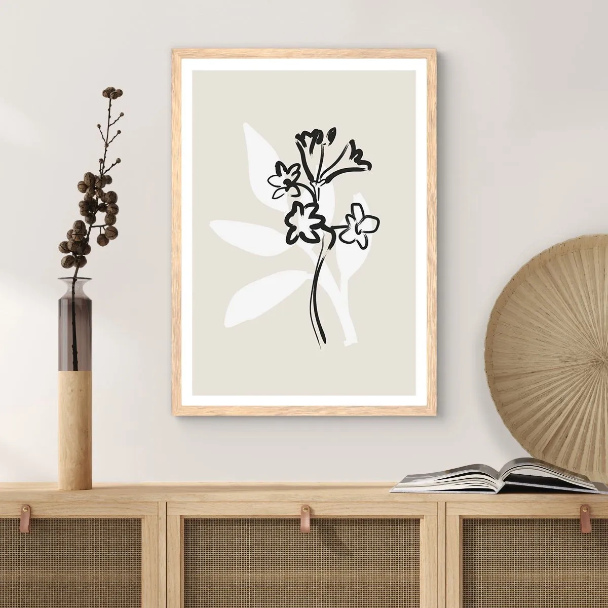Poster in light oak frame - Sketch for Herbarium - 61x91 cm