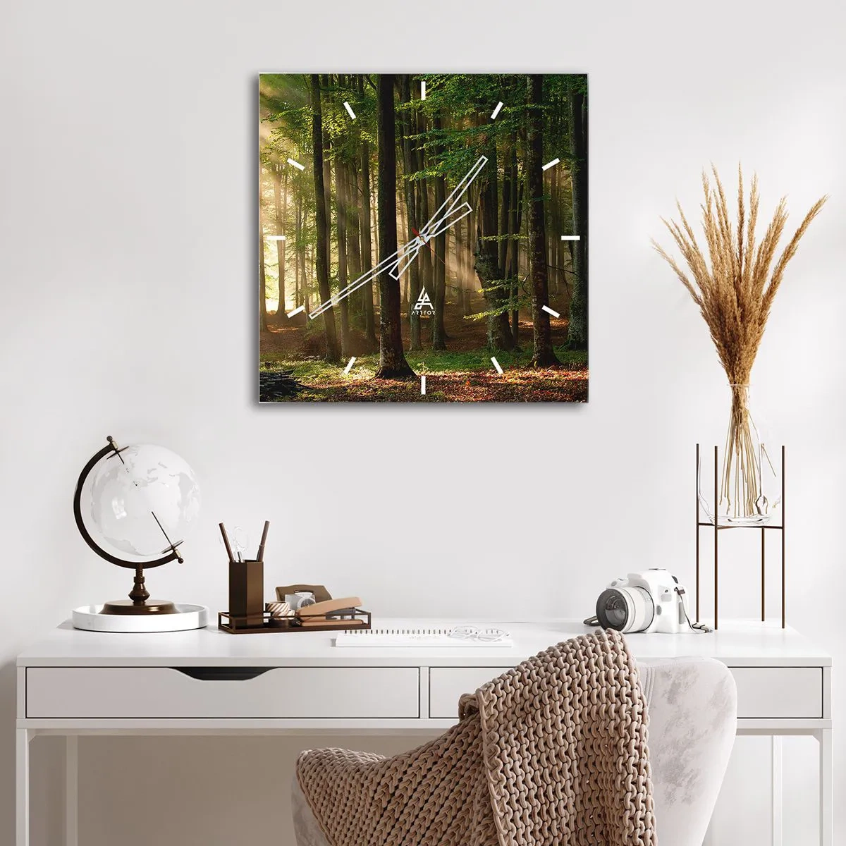Wall clock - Clock on glass - Beaming in Spring Morning - 40x40 cm