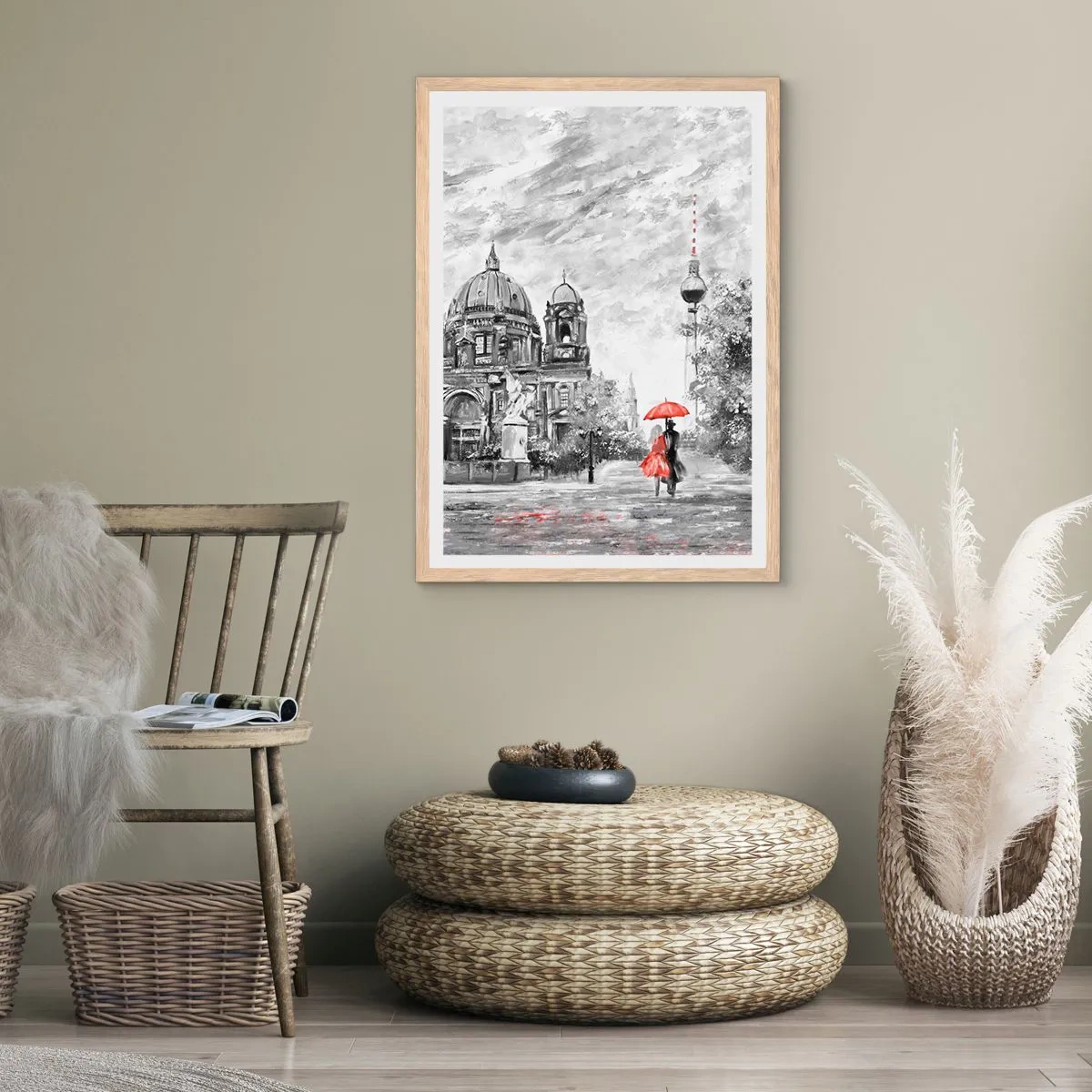 Poster in light oak frame - Berlin Encounter - 70x100 cm