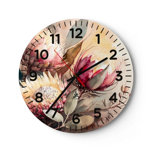 Wall clock - Clock on glass - Profile and En Face - 40x40 cm