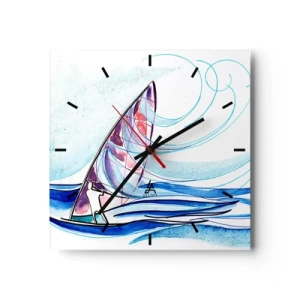 Wall clock - Clock on glass - In the Rhythm of the Waves - 30x30 cm