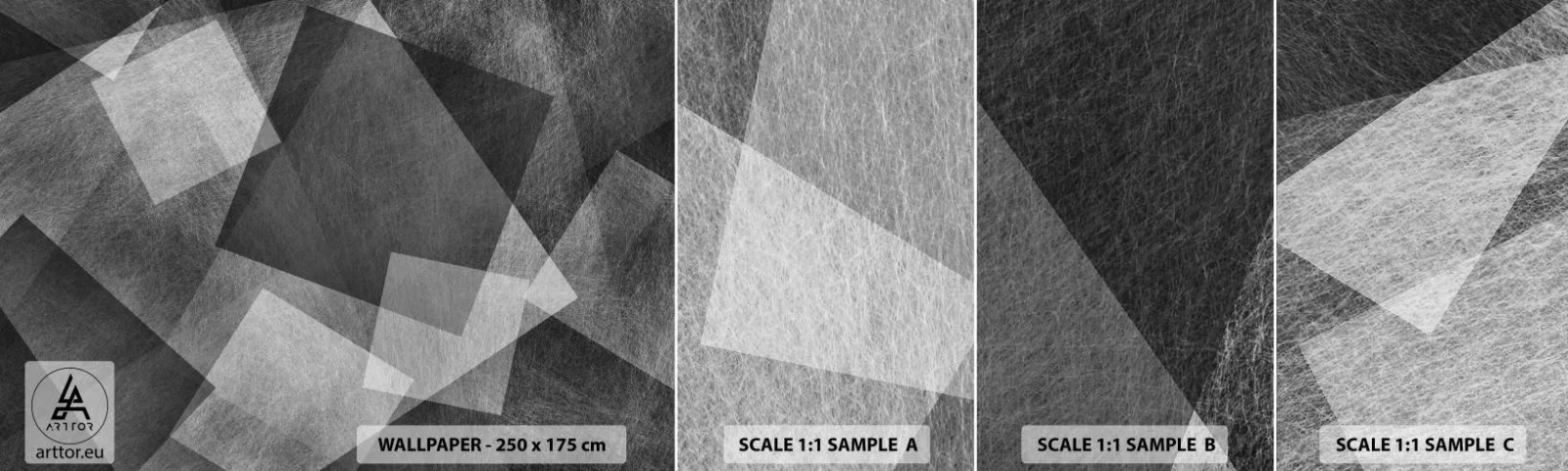 Photo Wallpaper Sample Self-Adhesive Deluxe Sticker - Eternal Symbol of Durability and Order - Abstraction, Piece, Black and white - 100x30 cm