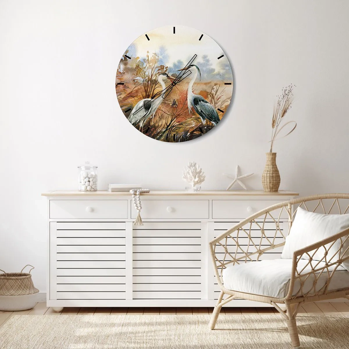 Wall clock - Clock on glass - Where to in Autumn? - 30x30 cm