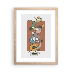 Poster in light oak frame - Abstract: Colourful Dance - 30x40 cm