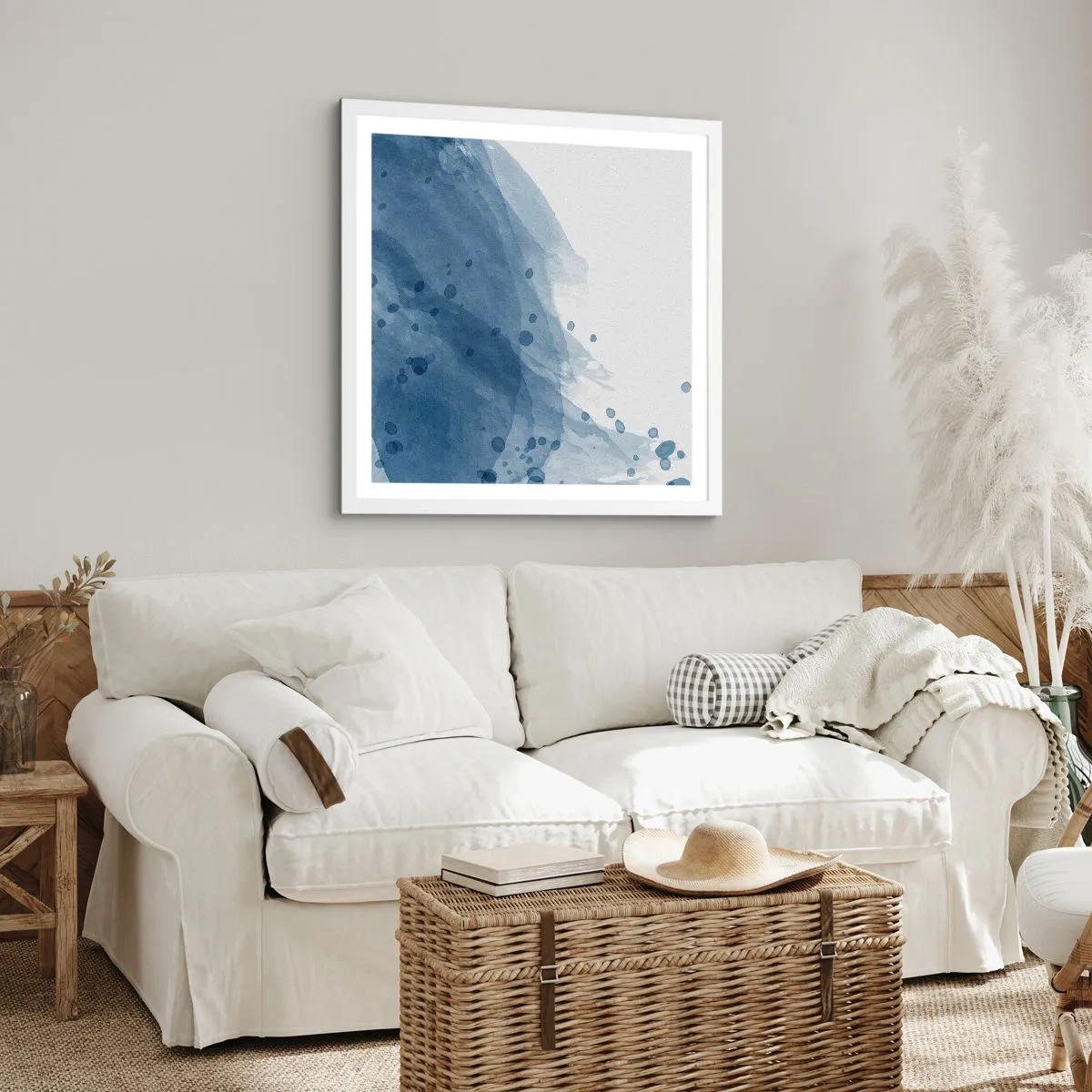 Poster in white frmae - Blue Tulle - 30x30 cm