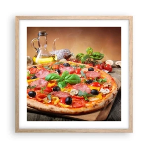 Poster in light oak frame - With a Real Italian Flavouring - 50x50 cm