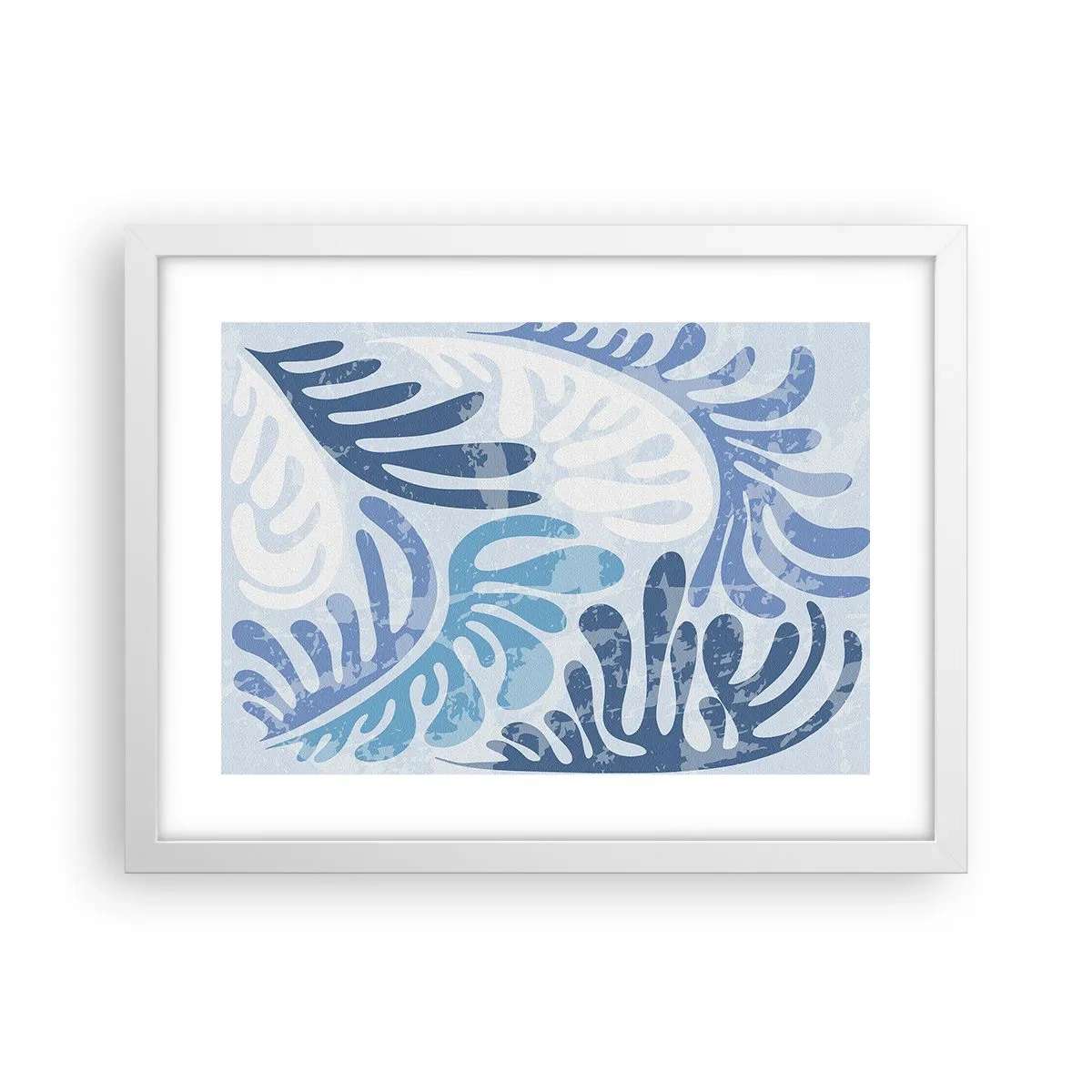 Poster in white frmae - Blue Ferns - 40x30 cm