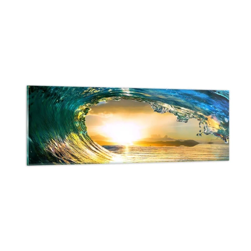 Glass picture - In an Emerald and Gold Crystal - 90x30 cm