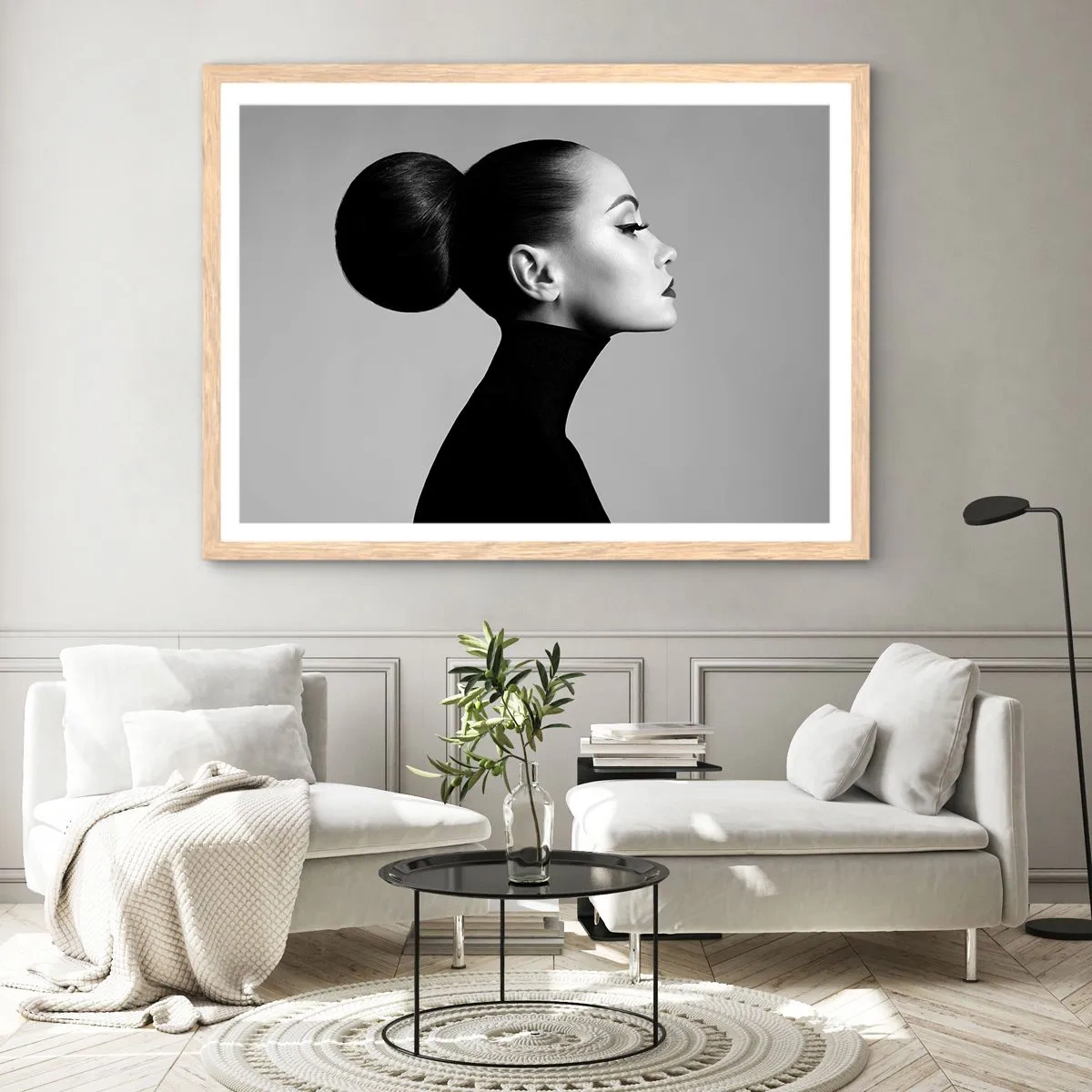 Poster in light oak frame - Modern Nefretete - 91x61 cm