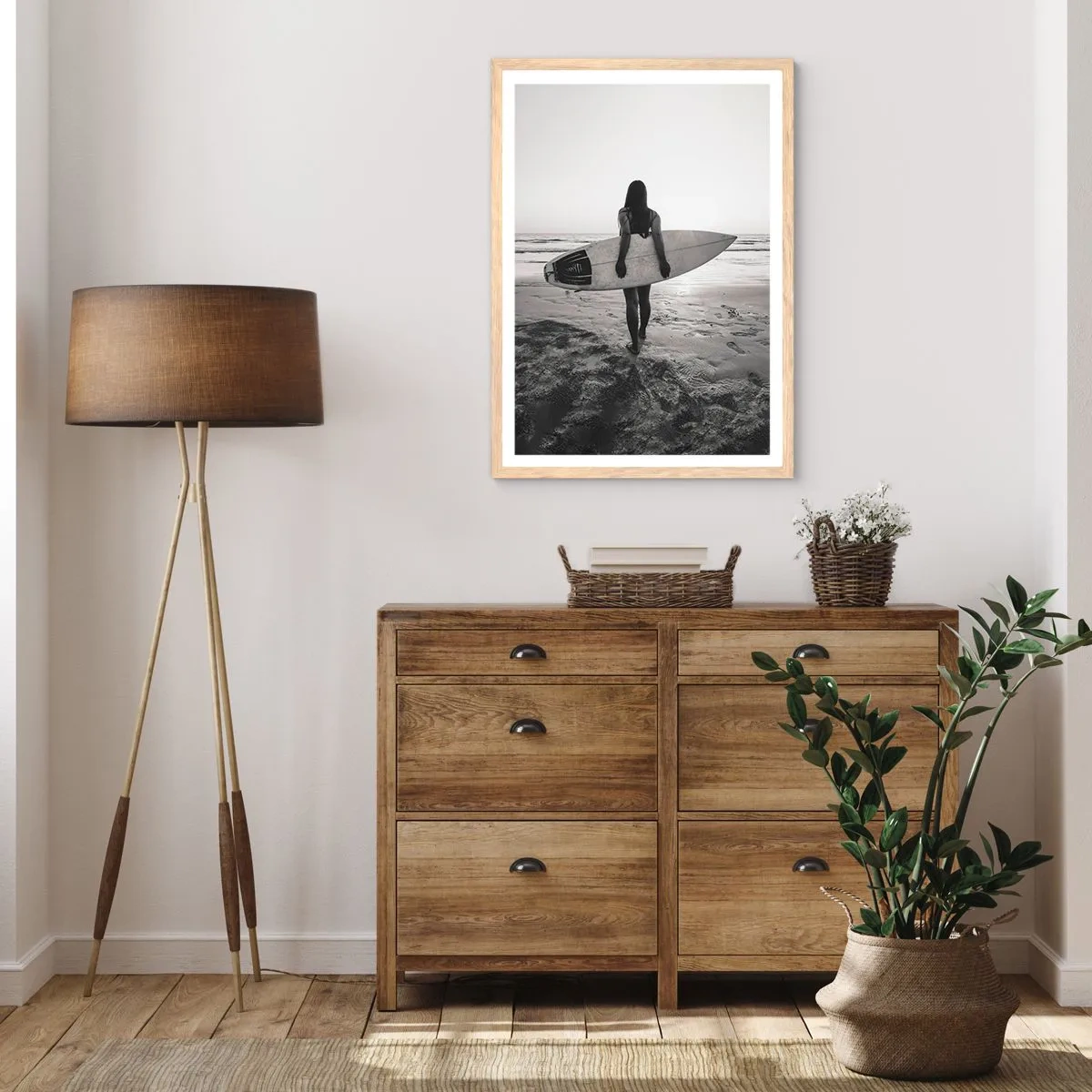 Poster in light oak frame - Daughter of Sea Wave - 70x100 cm