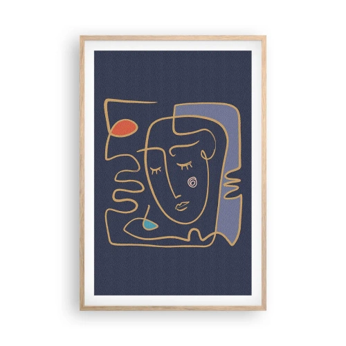 Poster in light oak frame - Deeply In Thoughts - 61x91 cm