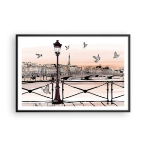 Poster in black frame - Over the Roofs of Paris - 91x61 cm