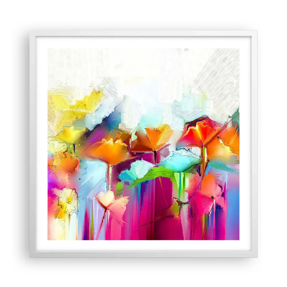 Poster in white frmae - Rainbow Has Bloomed - 60x60 cm