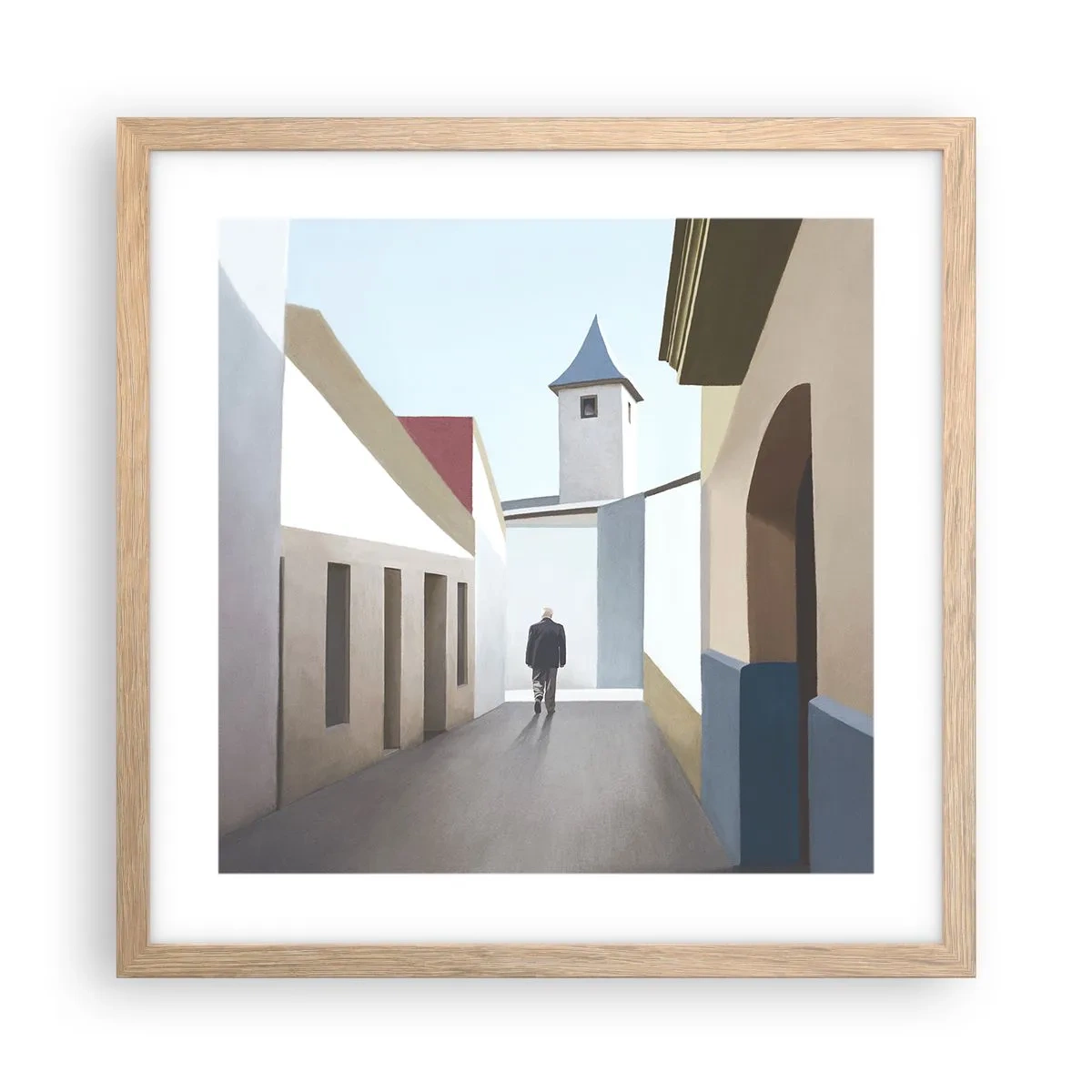 Poster in light oak frame - Sunny Walk - 40x40 cm