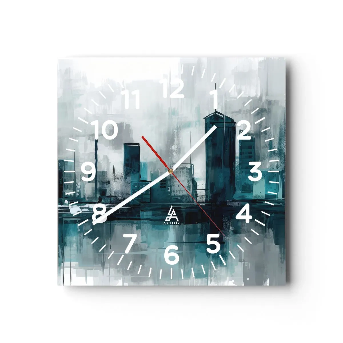 Wall clock - Clock on glass - City in the Colour of Rain - 40x40 cm