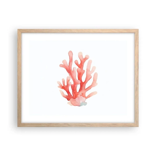 Poster in light oak frame - Coral Colour Colars - 50x40 cm