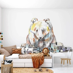 Self-Adhesive Photo Wallpaper Deluxe Sticker - How Can You Live like That? - Animals, Bear, Graphics - 150x105 cm