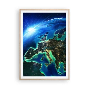 Poster in light oak frame - Sparkling Europe - 70x100 cm