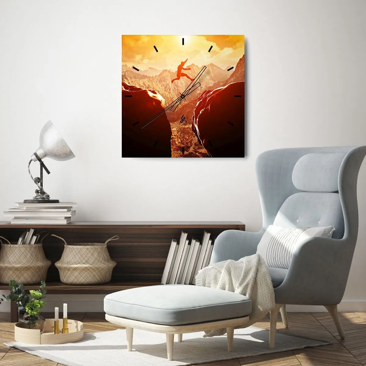 Wall clock - Clock on glass - Crossing Borders - 30x30 cm