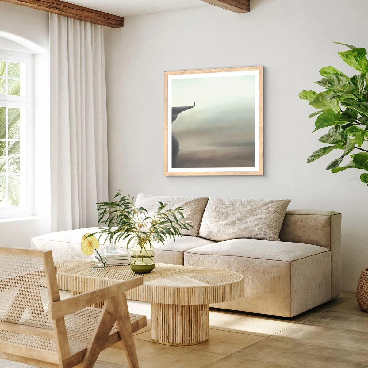 Poster in light oak frame - Upwards, Naturally! - 60x60 cm