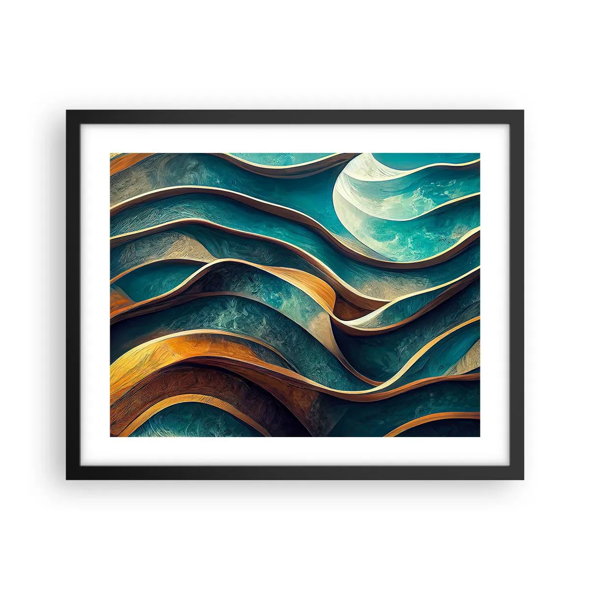 Poster in black frame - Meanderings of Blue - 50x40 cm