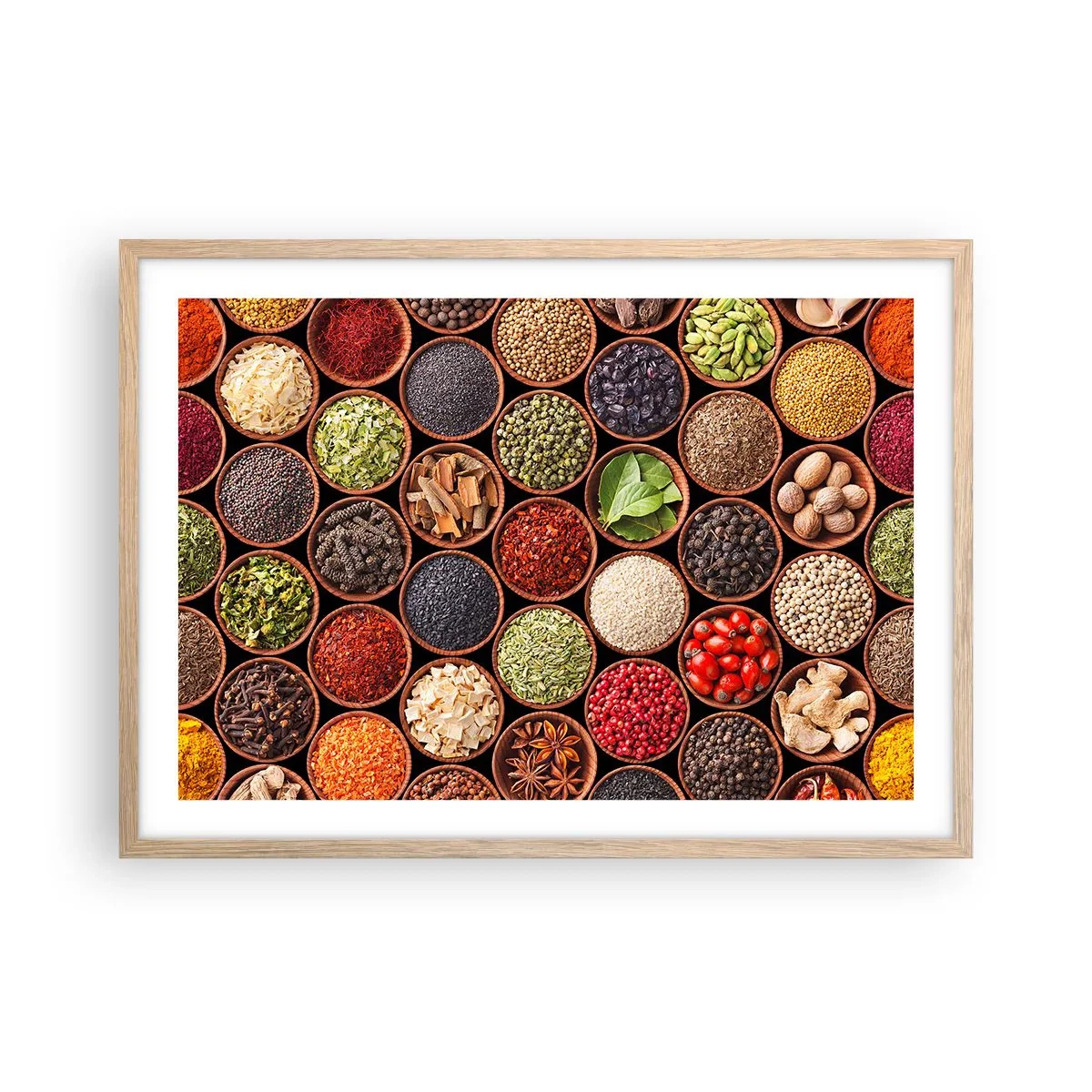 Poster in light oak frame - All Flavours of the World - 70x50 cm