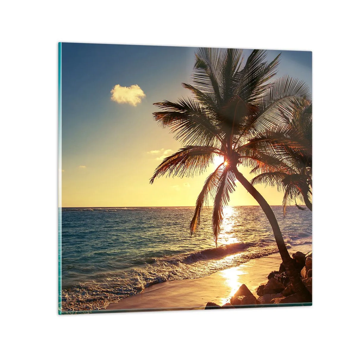 Glass picture - Summer Under Palms - 30x30 cm