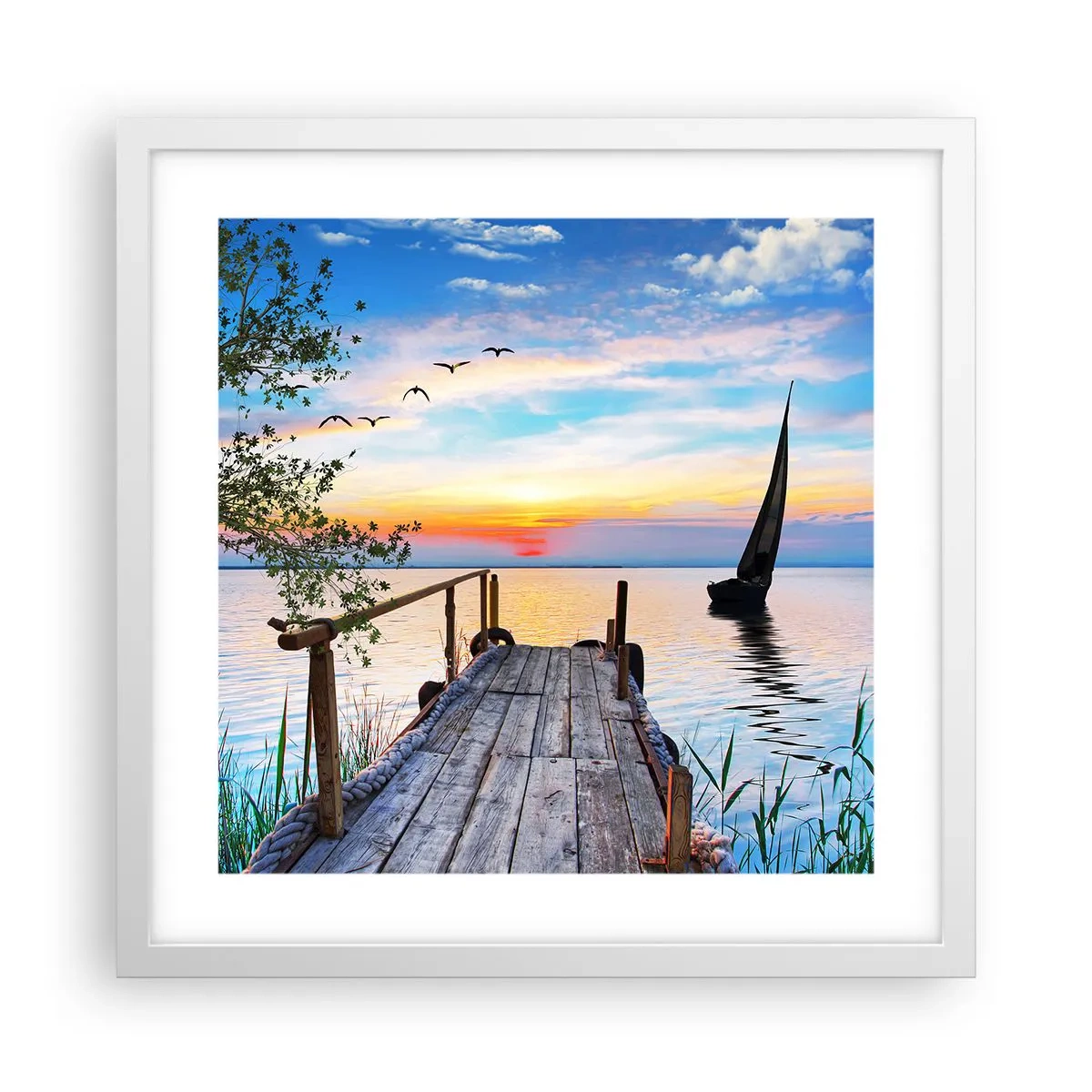 Poster in white frmae - Good Evening - 40x40 cm