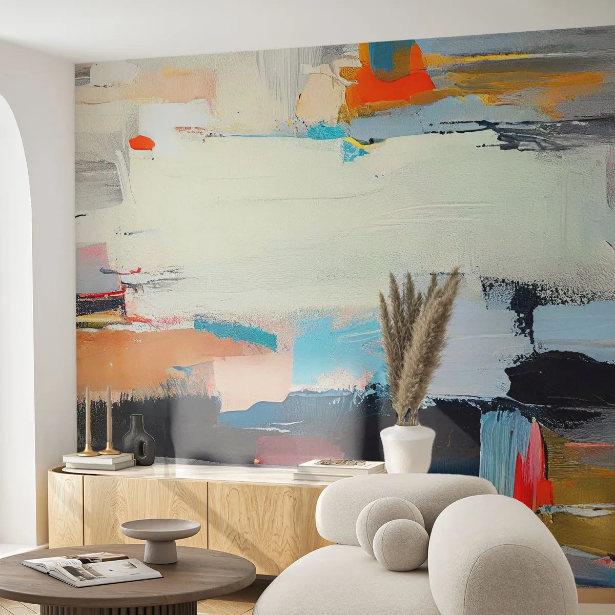 Photo Wallpaper Premium Sand - Is There a Method? - Modern, Paints, Minimalistic - 150x105 cm