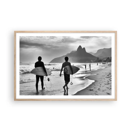 Poster in light oak frame - Samba for One Wave - 91x61 cm