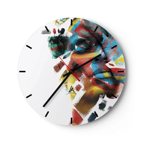 Wall clock - Clock on glass - Colourful Personality - 40x40 cm