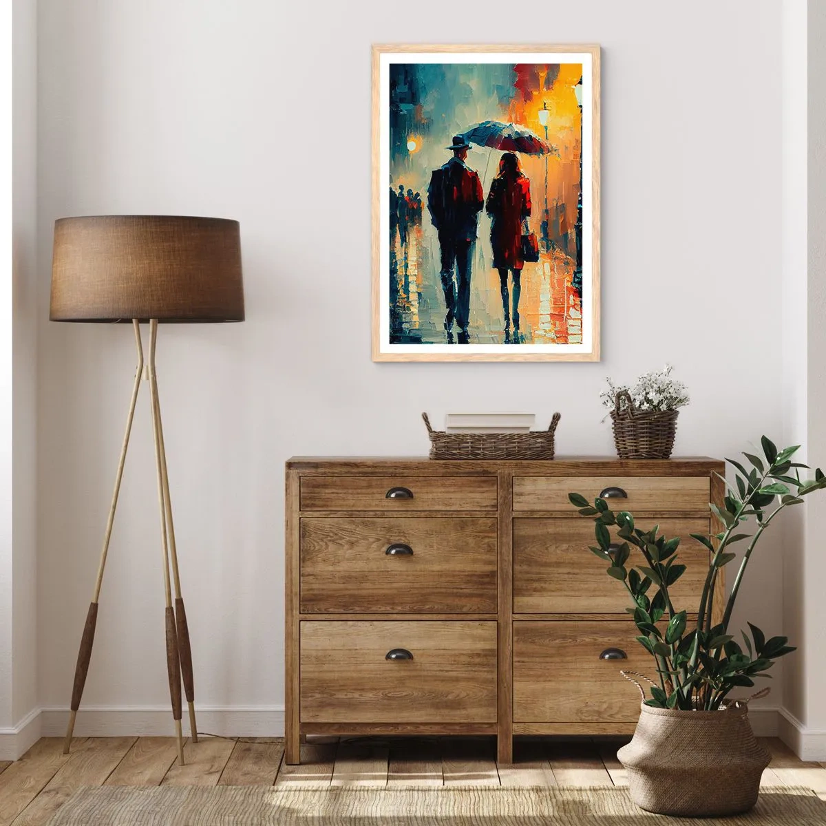 Poster in light oak frame - Urban Love Story - 50x70 cm