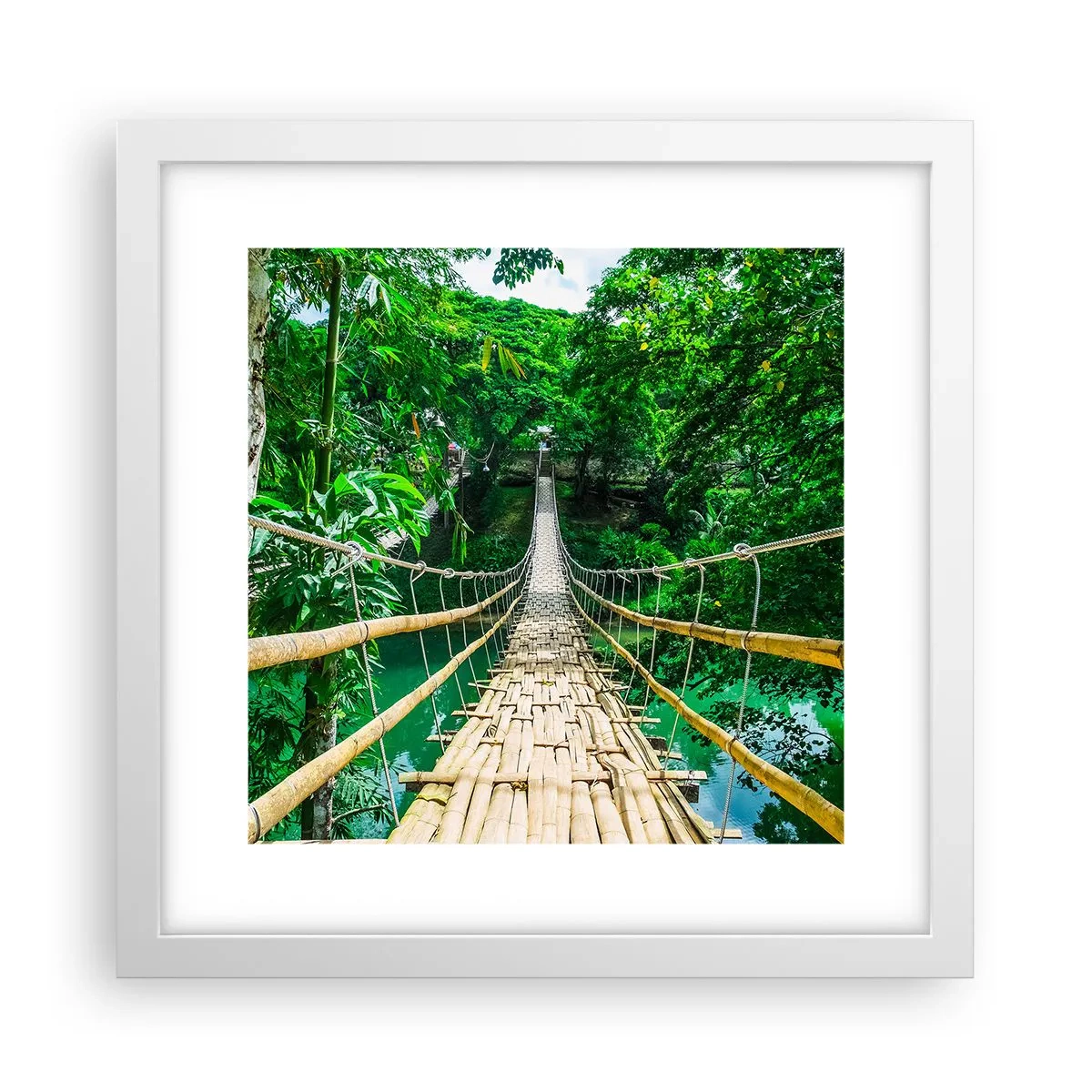 Poster in white frmae - Small Bridge over the Green - 30x30 cm