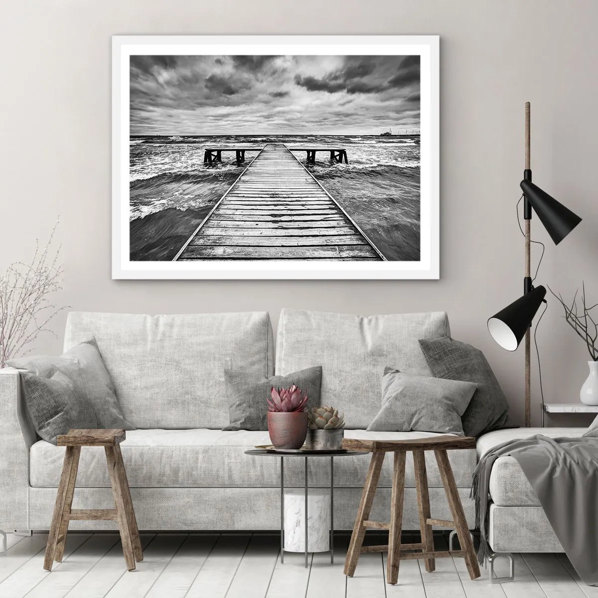Poster in white frmae - Waiting for the Wind to Blow away - 100x70 cm