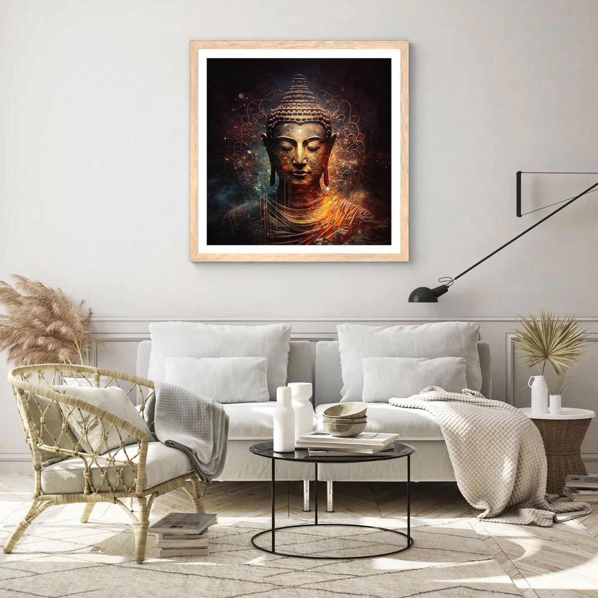 Poster in light oak frame - Spiritual Balance - 40x40 cm