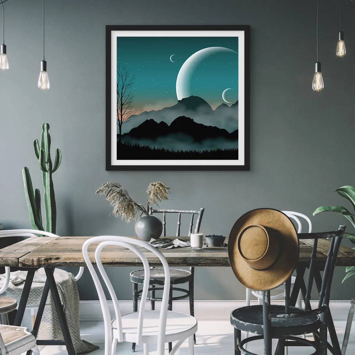 Poster in black frame - Carnival of a Starry Night - 60x60 cm