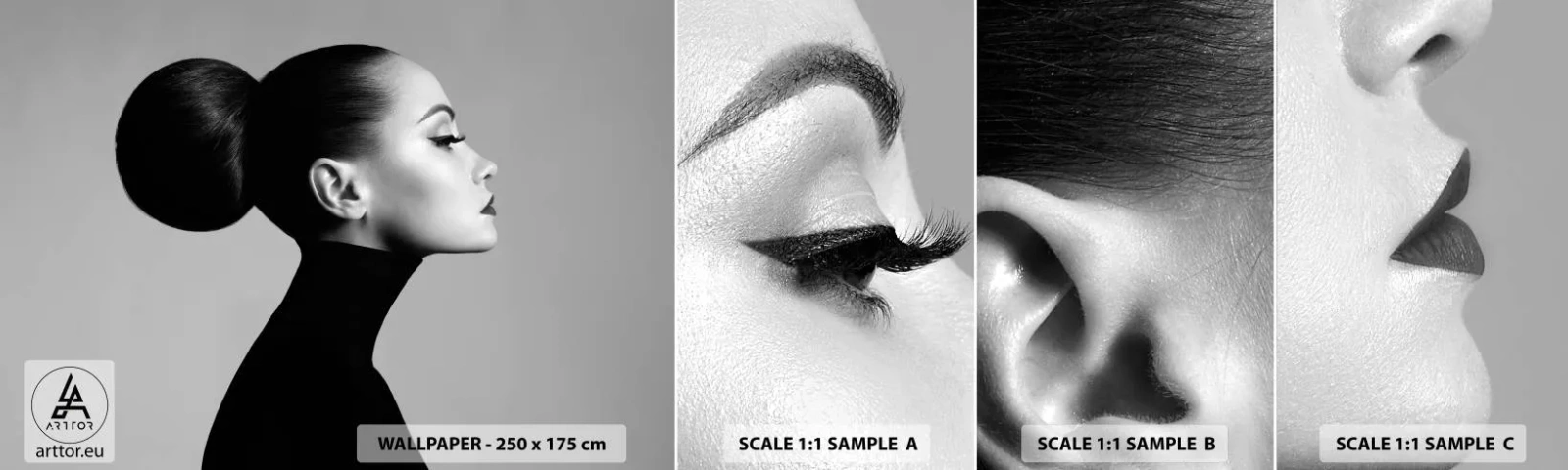 Photo Wallpaper Sample Standard Eco - Modern Nefretete - Woman, Hairstyle, Model - 100x30 cm