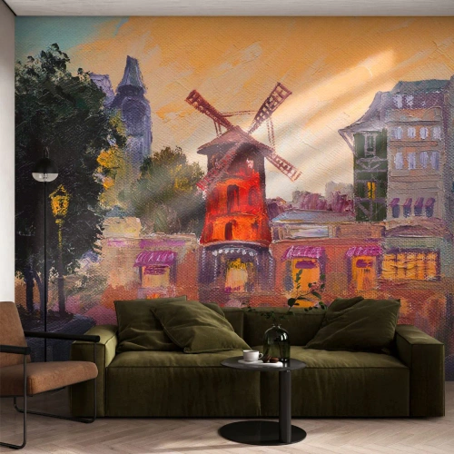 Custom Self-Adhesive Wallpaper Deluxe Sticker - Icons of Paris - Moulin Rouge - Paris, Fan, Moulin Rouge