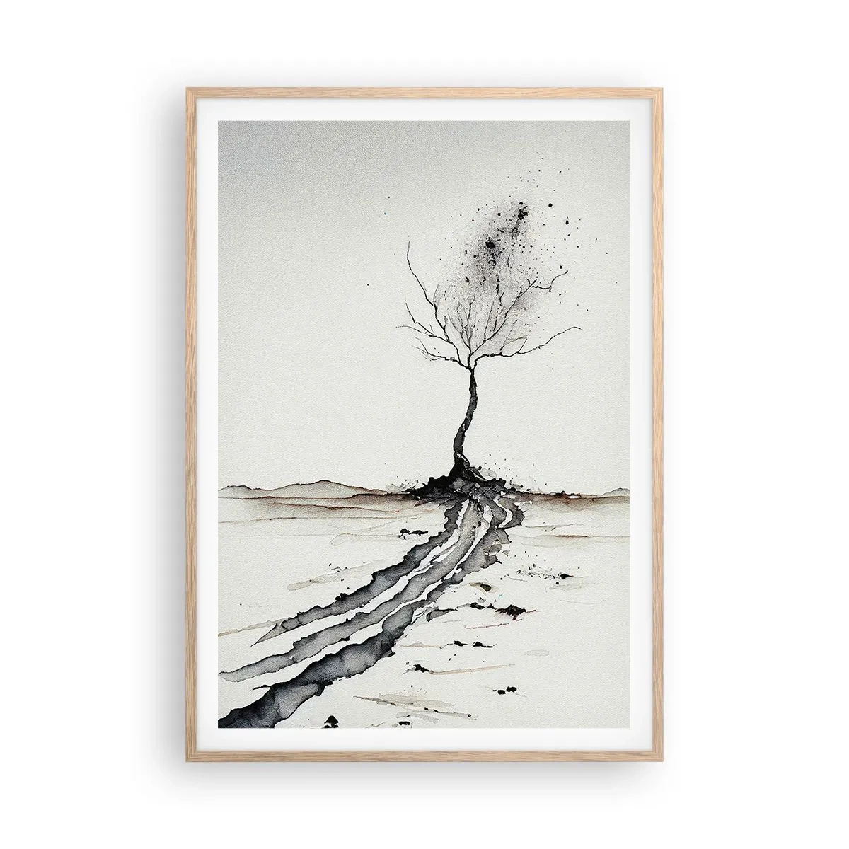 Poster in light oak frame - Winter Melancholy - 70x100 cm